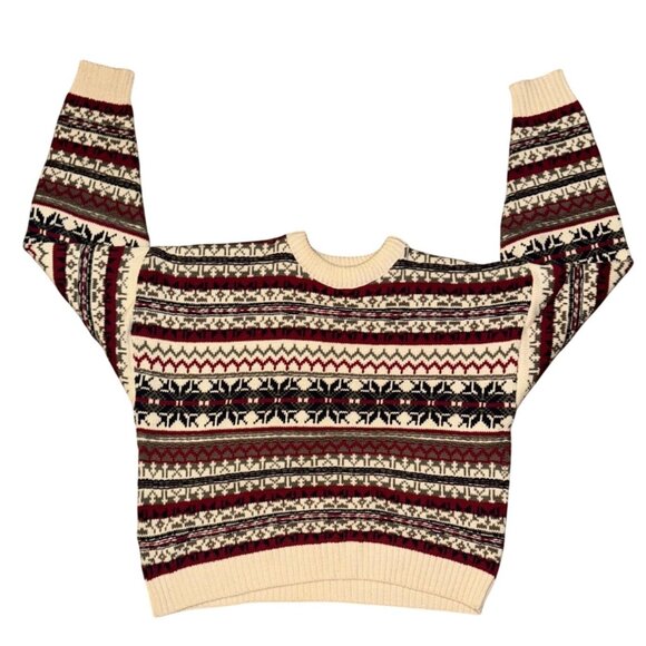 Old Glory 100% Cotton Fair Isle Crewneck Sweater L - Picture 1 of 6